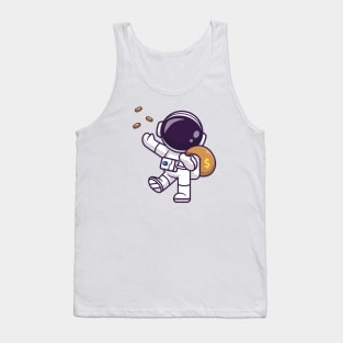 Cute Astronaut Bring Money Bag With Gold Coin Cartoon Tank Top